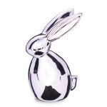 DA6317050-2S - ZAJĄCZEK, FIGURKA Z CERAMIKI 14,3 cm - SREBRNY, EFEKT LUSTRA