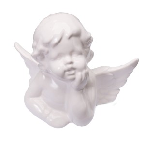 DA7116A407-2 - ANIOŁEK, FIGURKA Z CERAMIKI 14 cm - BIAŁY