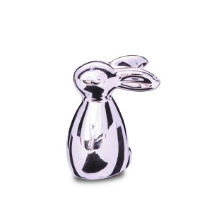 DA6316100-4S - ZAJĄCZEK, FIGURKA Z CERAMIKI 5,8 cm - SREBRNY, EFEKT LUSTRA