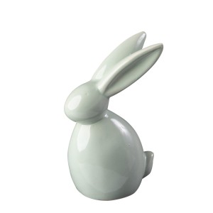 DA6317050-2GN - ZAJĄCZEK, FIGURKA Z CERAMIKI 14,3 cm - ZIELONY, MIĘTOWY