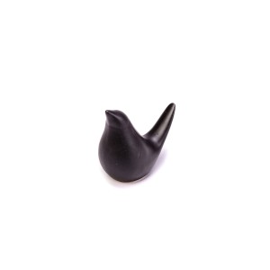 DARH20D11-2B - PTAK, PTASZEK FIGURKA Z PORCELANY 8,8 cm - CZARNY