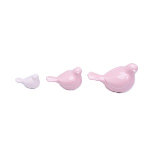 DA6314118-2P - PTAK, PTASZEK FIGURKA Z CERAMIKI  12,5 cm - RÓŻOWY