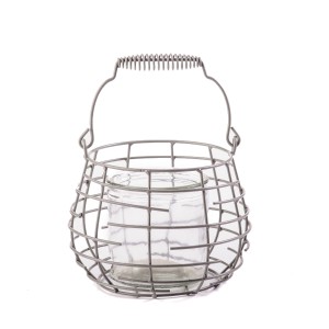 HJ17264/GR - LAMPION, LATARNIA Z METALU - SZARY