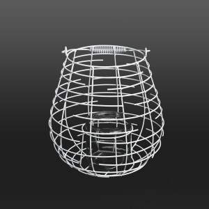 XJ166153/WH - LAMPION, LATARNIA Z METALU - BIAŁY