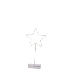 TX167211 - LED 15 - GWIAZDA, GWIAZDKA 15 LED, SREBRNA  - ŚWIATŁO ZIMNE